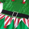 Kids Girls Christmas Holiday Outfit Santa's Elf Cosplay Costume Xmas Fancy Dress with Hat
