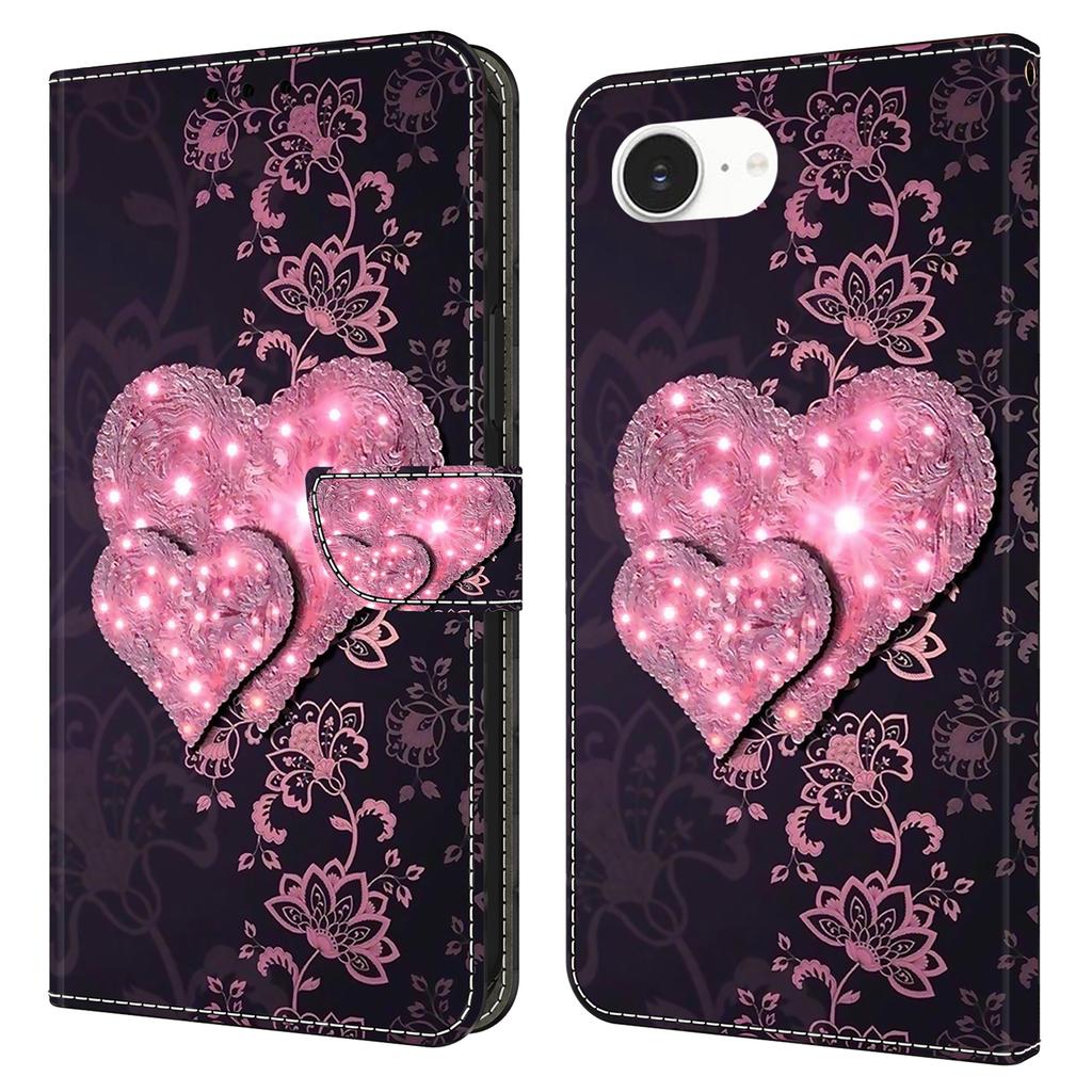 For iPhone 16e Case 3D Pattern PU Leather Wallet Phone Cover with Stand