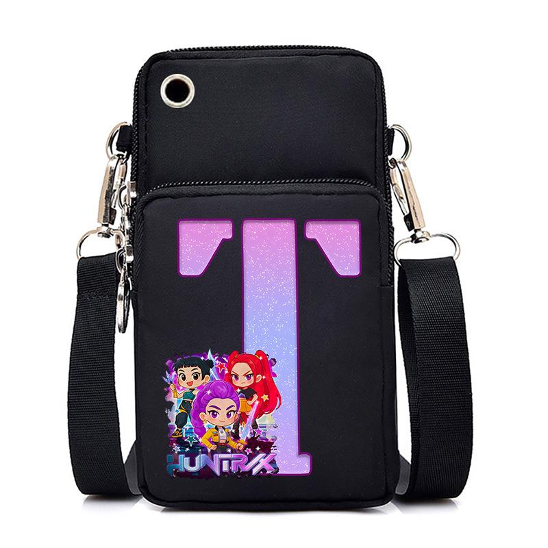 Anime Cartoon Peripheral 26 Letters Mobile Phone Bag Multi-Function Vertical Square Black Messenger Bag