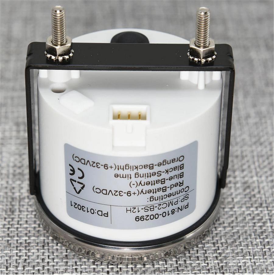 52mm Black Clock Gauges 12 Hours Meter Red Backlight Instrument For Car SUV Boat