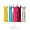 Kaslead New Arrival Women's Clothing Fashion Style Fashion Long Cut Out Decoration Satin Sling Dress