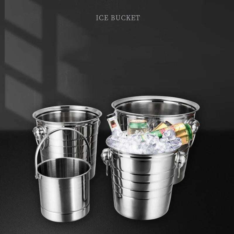 1/3/5L Stainless Steel Ice Bucket Champagne Wine Cooler Ice Maker Bucket For Bar Parties Chilling Beer Snack Bucket Container