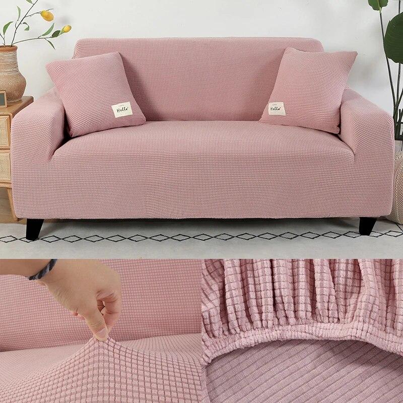 Jacquard Thick Sofa Covers for Living Room Plain Couch Cover Corner L Shape Chaise Longue Sofa Slipcovers Solid Color 1PC