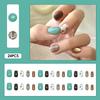 MY127 Brown Green Plaid Cat Eye Fake Nails 30pcs
