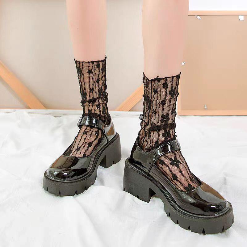 Женские носки Harajuku Ladies Breathable Transparent Floral Ladies Flower Ladies Sweet Mesh Fishnet Socks Soft Funny Socks Hosiery