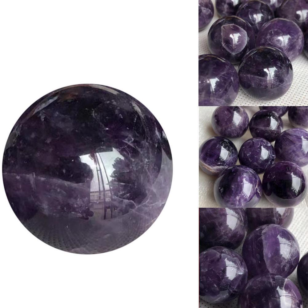 1pcs 2-2.5cm Natural Amethyst Quartz Stone Sphere Crystal Ball Fluorite D6W0
