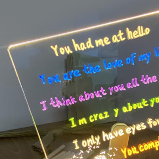 Светодиодная доска для заметок с 7 ручками, салфеткой для очистки, светящаяся акриловая доска для писем для сухого стирания с подставкой, многоразовая многофункциональная светящаяся доска для заметок и сообщений