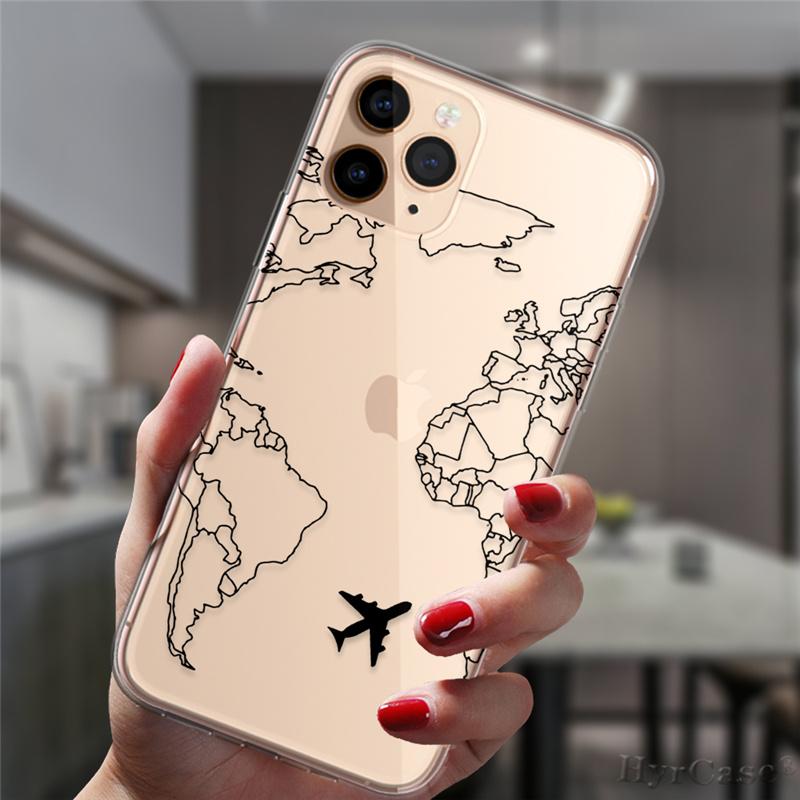 Для Iphone 13 12 11 14 Pro Max 14plus 13mini Чехол Модный Роскошный Популярный Самолеты Карта Мира Путешествия Конфеты Силиконовый Чехол