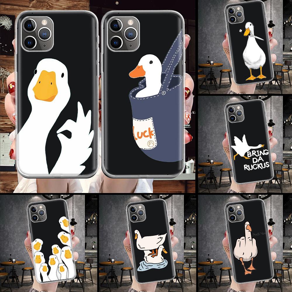 Мультяшная Утка Гусь Игра Мягкий Чехол Для Телефона Для IPhone 11 17 Air 16E 16 Pro Max 15 + 14 Plus 13 Mini 12 Apple 7 SE 8 Fundas Coque 11