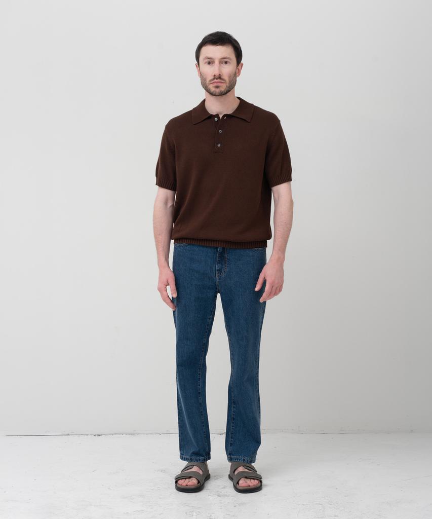MANNERGRAM 100% Soft Cotton 3-Ply Polo Short Sleeve Knit Brown