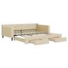 VidaXL Daybed with Trundle and Drawers Cream 100x200 Cm Fabric 3197471