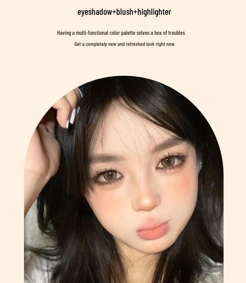 Heartbeat Twelve-Color Heart-Shaped Eyeshadow Palette: Pearlescent, Fine Glitter, Matte, Blush, Highlighter for Enhanced Complexion.