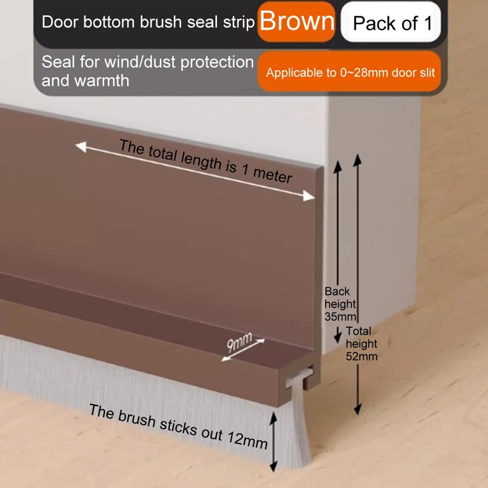 Door Bottom Seal Strip Under Door Draft Stopper Door Bottom Seam Sealing Strip Brush Weatherstrip Anti-Cold Gap Blocker Hardware