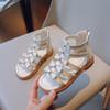 Sandalias Gril Shoes 2024 Лето Новые Детские Римские Туфли Сандалии для Девочек Корейские Открытые Туфли Принцессы Сандалии Бантом Для Девочек
