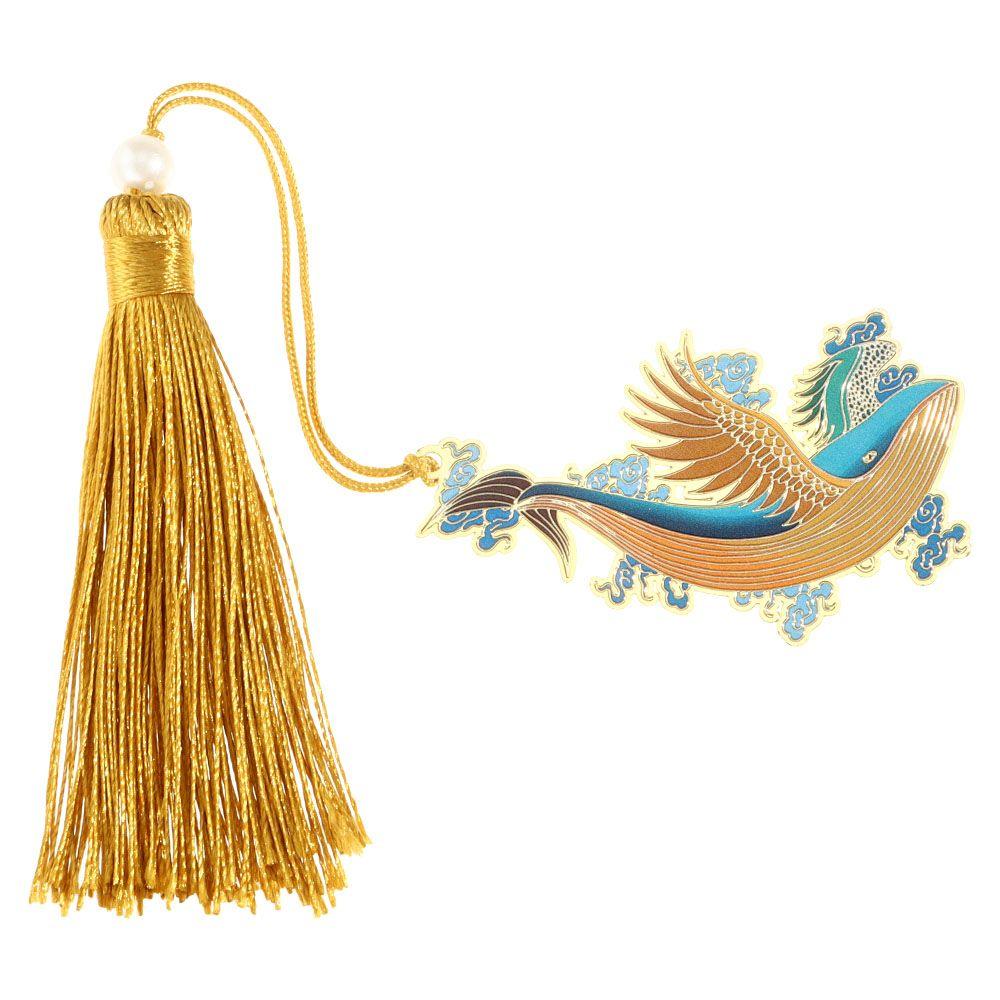 New Chinese Style Retro Mythical Bookmark With Tassel Creative Metal Hollow Dragon Tiger Book Clip Student Gift Office Supplies