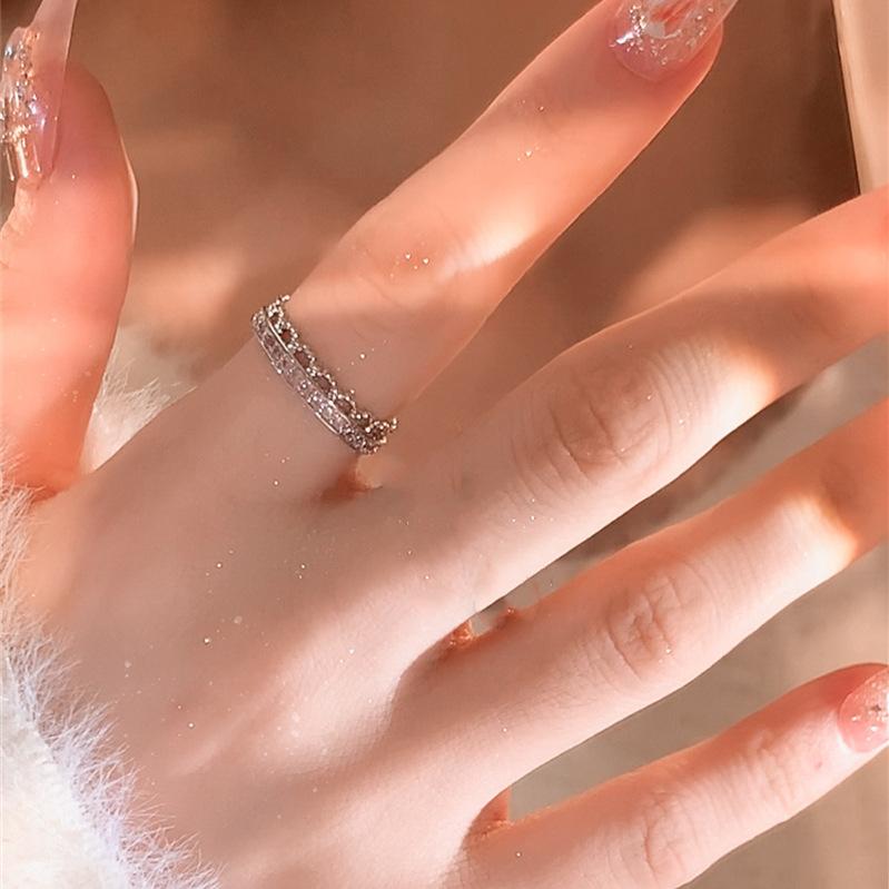 Y2K Pink Crystal Bowknot Zircon Rings for Women Fashion Sweet Lovely Girl Open Adjustable Ring Kpop Party Jewelry Gift 2023
