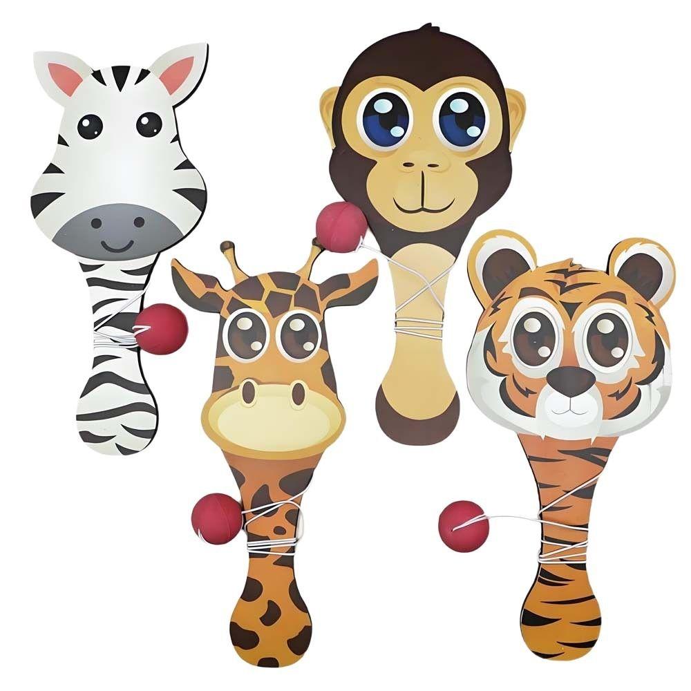 4Pcs Retro Paddle Ball Game Portable Wooden Target Ball Wooden Paddles with Ball Active Play