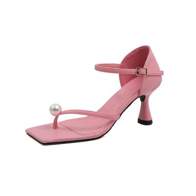 Летние женские сандалии-стринги с квадратным носком и открытым носком на спине, сумка на шпильке с одним словом и ремешком