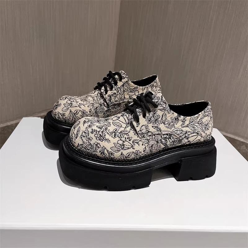Новые женские туфли в китайском стиле, мокасины, новогодние туфли на толстом каблуке и платформе, увеличивающие рост, кожаные туфли-лодочки