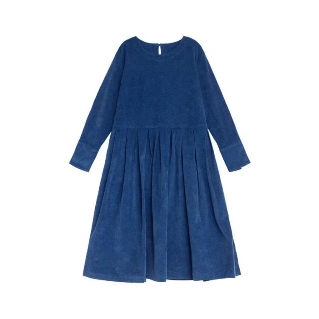 LYRIA Dress for Women Autumn Winter Japanese Korean Fashion Loose Casual Corduroy Clothing Vintage Elegant Long Sleeve A-line Dress