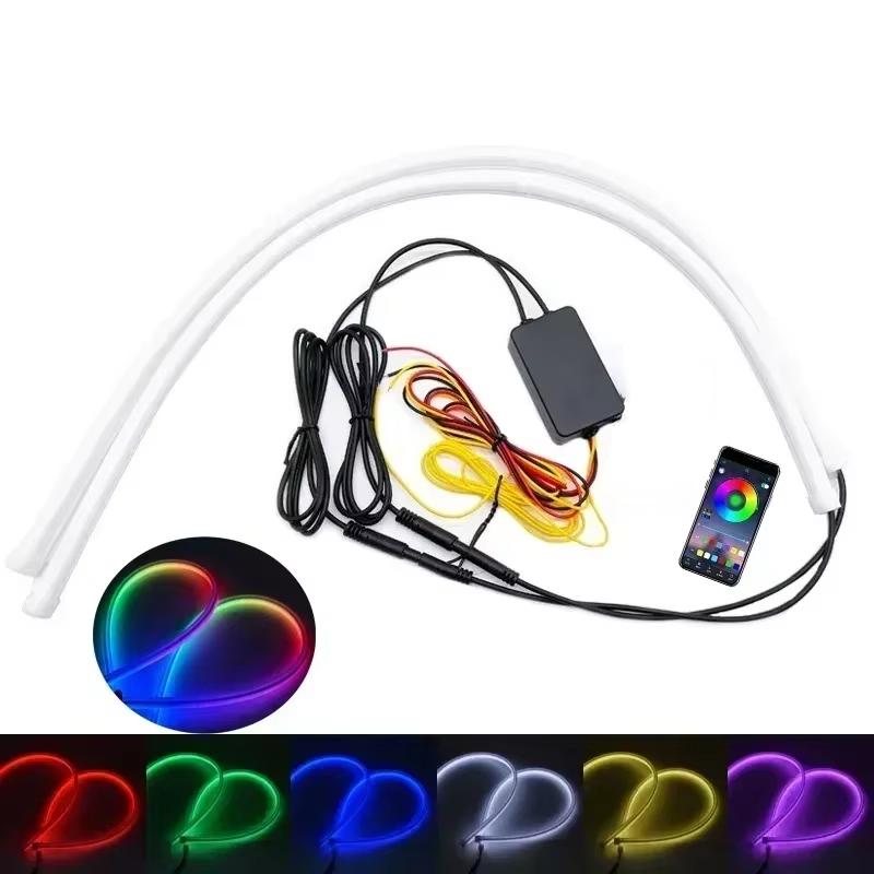 Светодиодная полоса Symphony DRL для дневного света автомобиля, гибкая, с RGB-подсветкой, динамическим поворотником, декоративная лампа для фар, 12В 24В