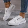 Shoes Female 2024 New Lace Up Women's Vulcanize Shoes Autumn Round Toe Solid Flat Casual Comfortable Large Size Walking Shoes