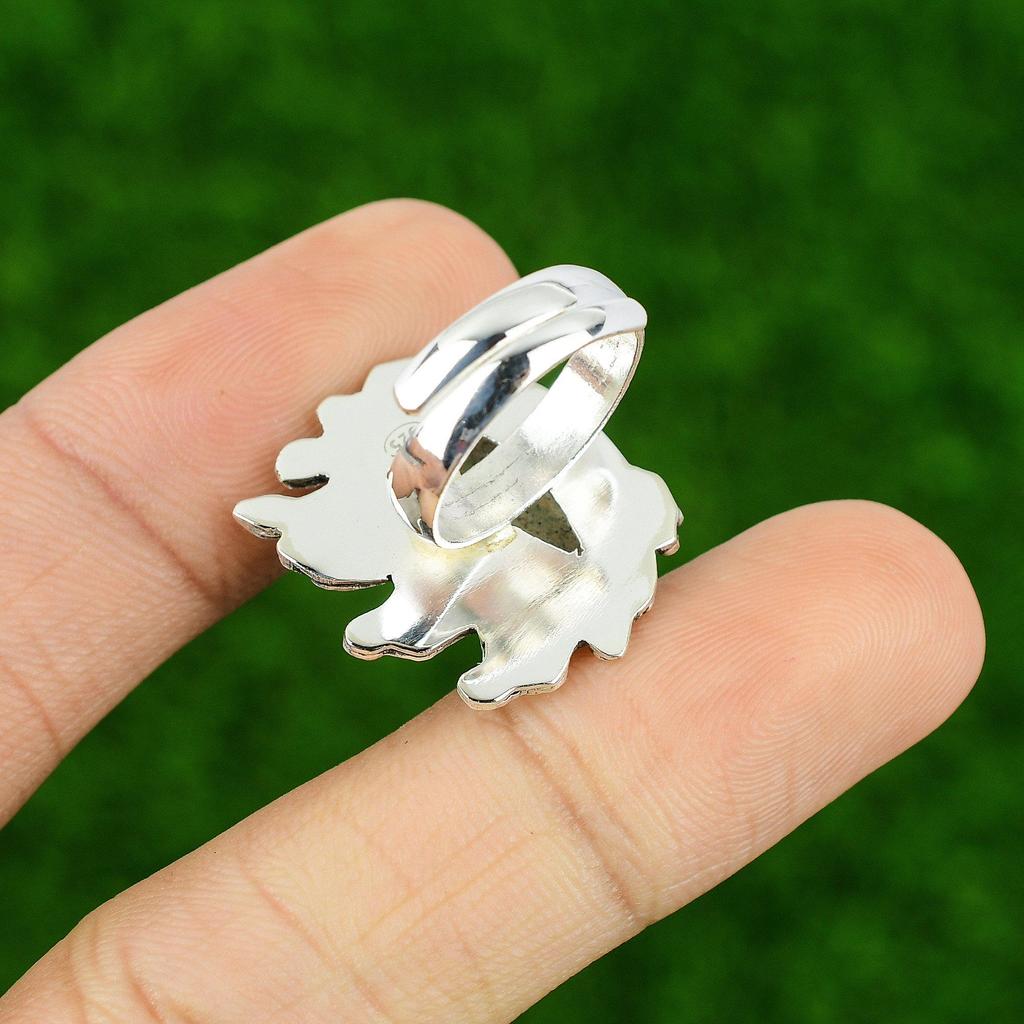 Gift For Her Natural Golden Rutile Multi Stone Adjustable Ring 925 Silver