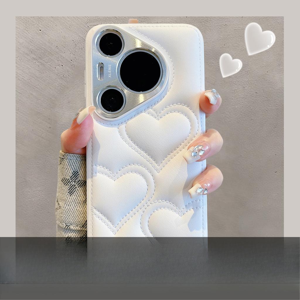 Suitable for Huawei MATE70P Mobile Phone Case Small Fragrance Style Leather Pura70 Metal Mirror Anti-fall Mate60p Protection Case