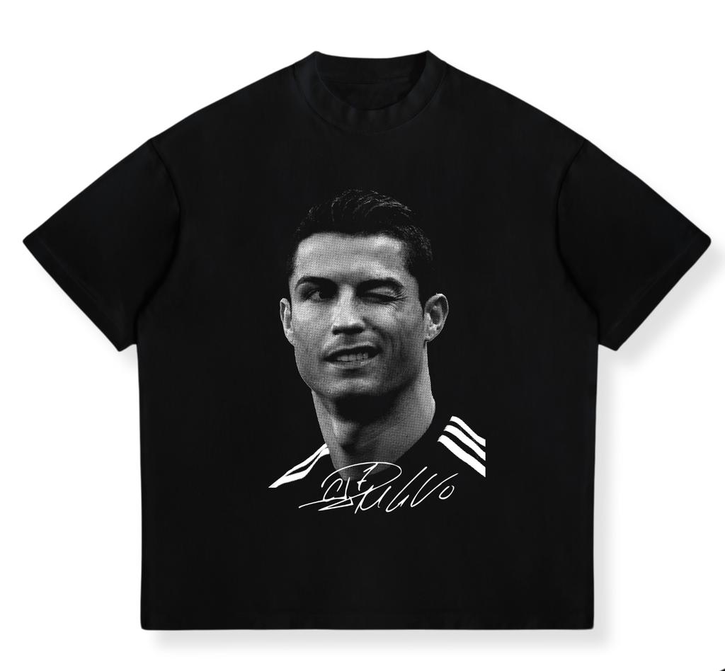 25ss New Big Face Print T-shirt Cristiano Ronaldo Football Superstar Short Sleeves Color Print Man Women Unisex Oversized Tees