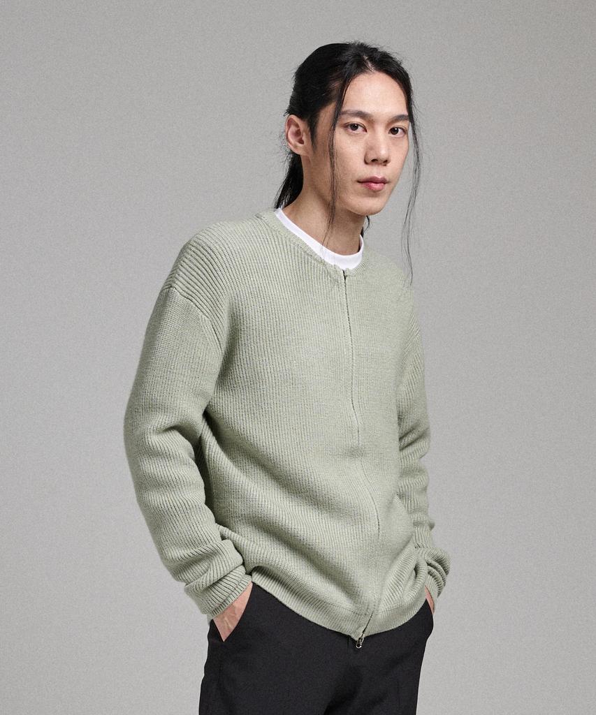 ANALOG MOOD 2-Way Round Cardigan Knit (Olive)