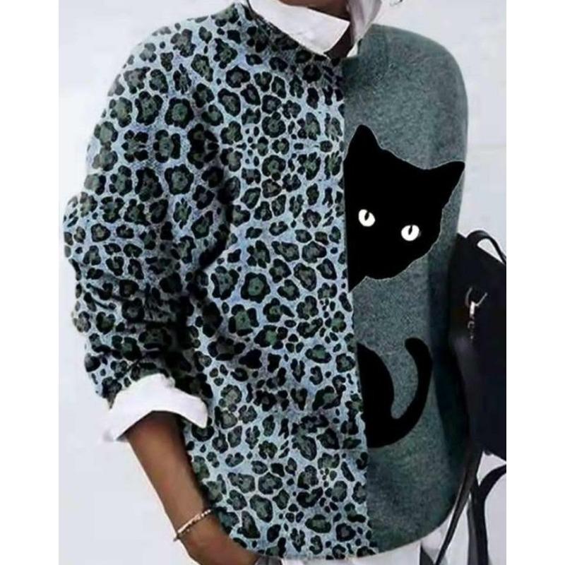 GMXIA Women's Fashion Ground Floral Print Loose Long-sleeved Top