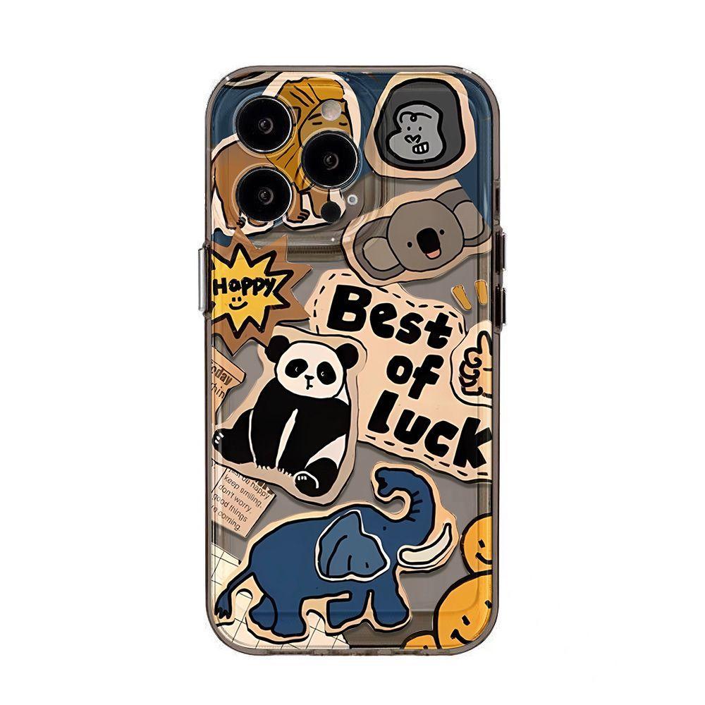 Счастливое животное для чехла на iPhone17promax space phone case Apple 15 прозрачный 14/13 мелкое отверстие 12