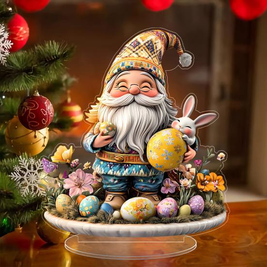 Пасхальное яйцо Кролик Орнамент 2D Плоское Акриловое Украшение Мультяшный Кролик Цветное Яйцо