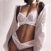 Французский кружевной ультратонкий комплект нижнего белья, сексуальный бандажный бюстгальтер пуш-ап, женский бюстгальтер с вышивкой размера плюс, полый дышащий бюстгальтер