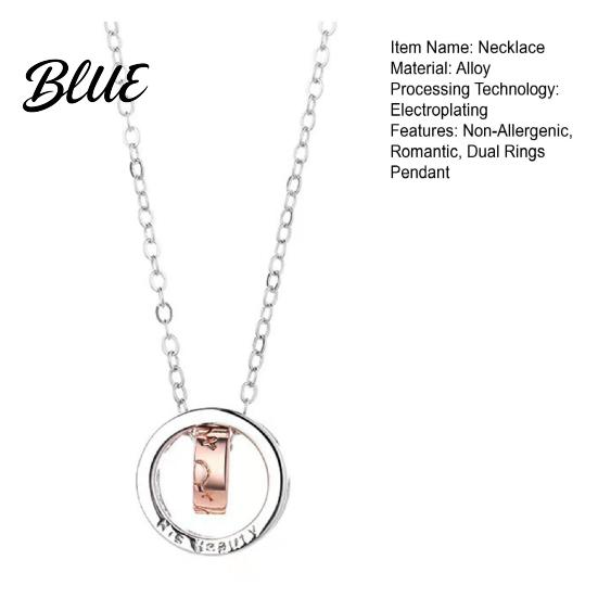 Symbolic Love Necklace Ring Charm Couple Dual Rings Pendant Her