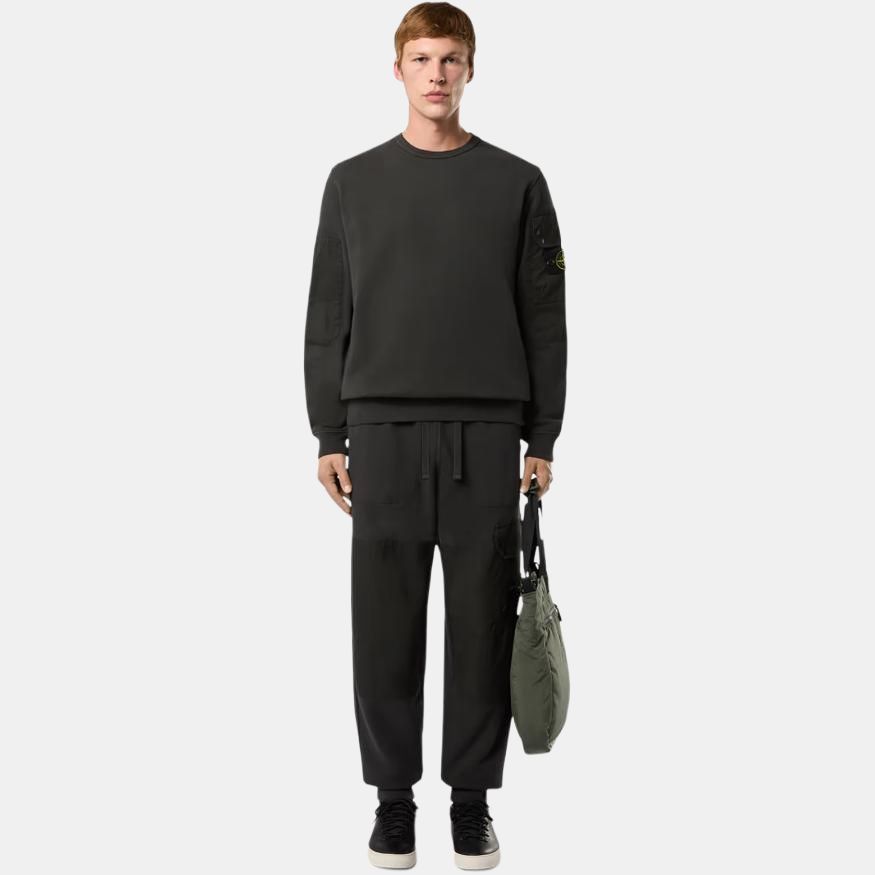 STONE ISLAND FW24 Логотип Карман на рукаве Свитшот из флиса из матового хлопка Унисекс свитшот Свинцово-серый 811563920-V0062