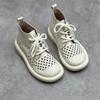 Johnature Летние сандалии из натуральной кожи, дышащие ботинки с отверстиями в стиле ретро, ​​женская обувь ручной работы с круглым носком на шнуровке