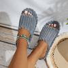 Cross-border Foreign Trade Large-size New Daily Leisure Home Solid Color Suede Light and Comfortable Women's Flat Slippers