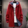 Mens Long Knit Cardigan Autumn Winter Sweater Coat Fleece Heavy Hoodie Solid Chenille Men's Fashion Jacket