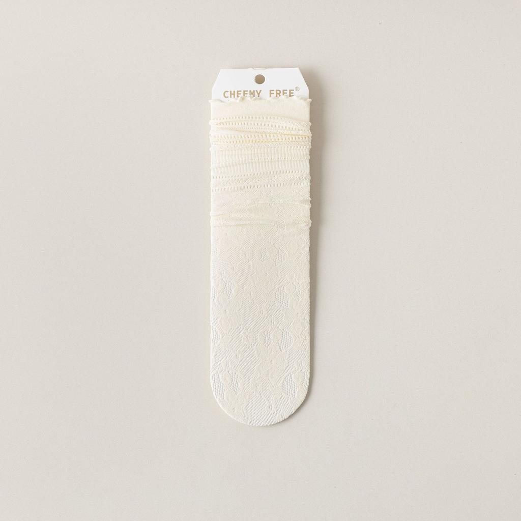 Белые ажурные кружевные гольфы женские средней длины женские дышащие носки с кружевом «грибок» тонкие летние