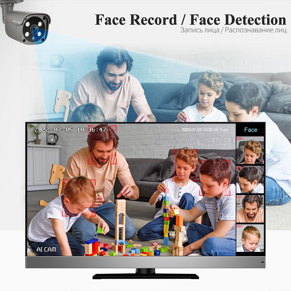 Techage 5-мегапиксельная IP-камера безопасности POE для обнаружения человека на открытом воздухе двухсторонняя аудио-видео камера наблюдения AI IP