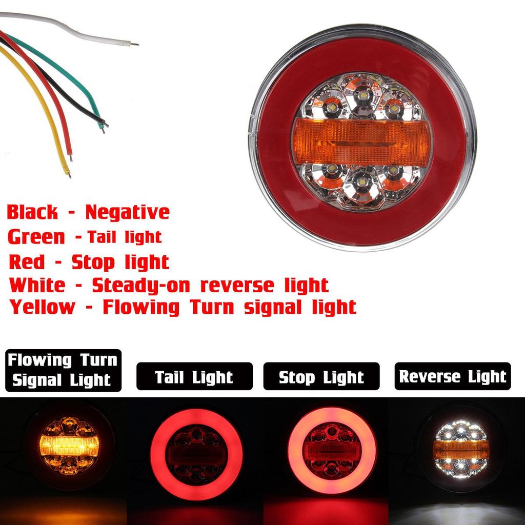1/2/4x Waterproof LED Trailer Truck Rear Tail Light Taillight Reverse Brake Stop Lights Car Bus Caravan Flowing Turn Signal Lamp