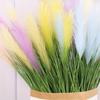 2 Bunches Artificial Greenery Plants with Reed Flower 85cm Faux Reed Grass Fake Shrubs Pampas Flower Bouquet Wheat Grass for Home Garden Wedding Decor