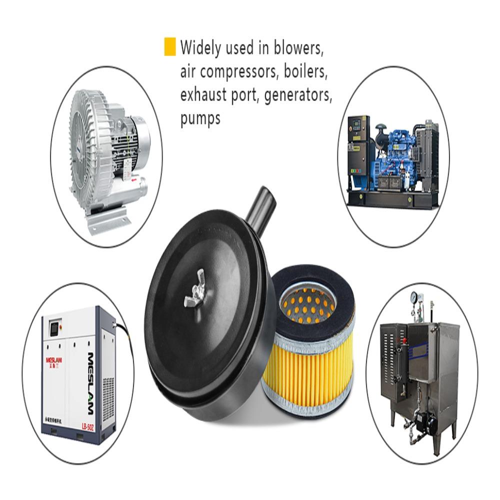 Black Thread Muffler Steel Air Intake Filter Portable Air Filter Pump Worker