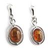 [N1960] - Amber 'Inspiration' Silver Earrings (rhodium-plated) - 25x10 Mm