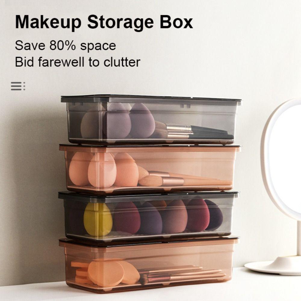 Makeup Brush Holder With Cover Desktop Organizer Cosmetics Storage Storage Box Stationery Container