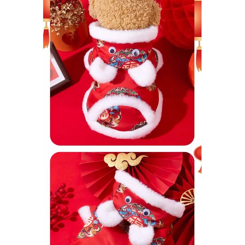 2026 Dog Clothes Winter Chinese Tang style Hoodie Pet Printed New Year Cat/Dog Hoodie with Hat Pet Clothes Pet Supplies LJ237