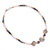 Natural Smoky & Rose Quartz Snowflake Obsidian Smooth Beads Necklace 17" UB-4394 UB-4394