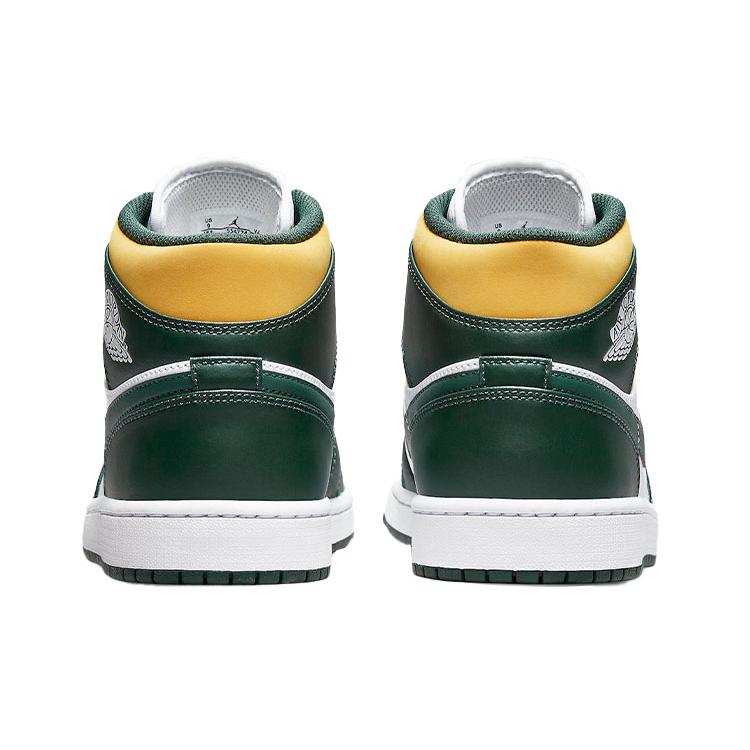 Air Jordan 1 Mid 'Sonics' (унисекс) Благородный Зеленый / Белый / Пыльца Винтажные Баскетбольные Кроссовки 554724 371