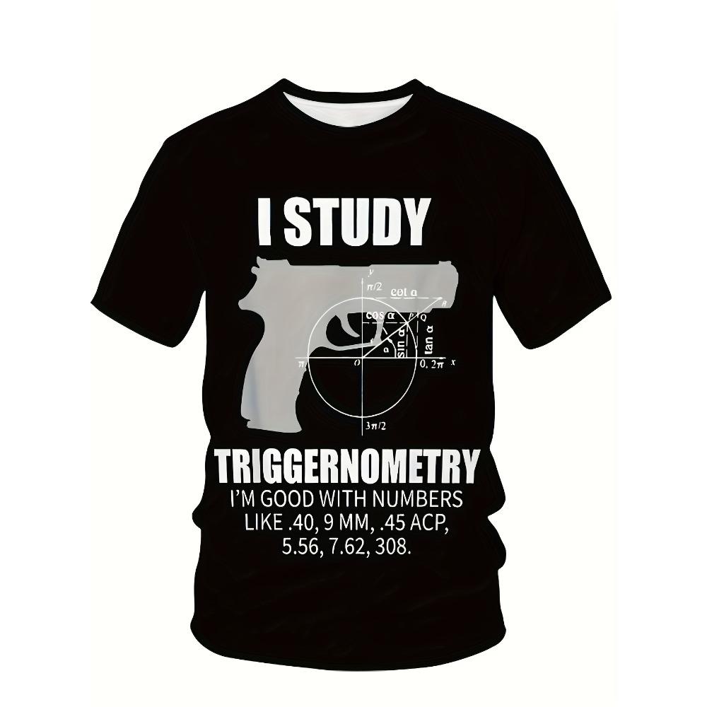 Европейские размеры [Смешная футболка с математикой] Смешная футболка с математической шуткой для мужчин | Дизайн с тригонометрической задачей для владельцев оружия с математическими уравнениями, Удобный повседневный